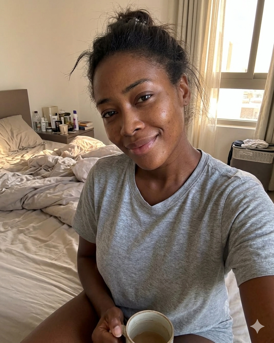 AI generated morning portrait with natural hair